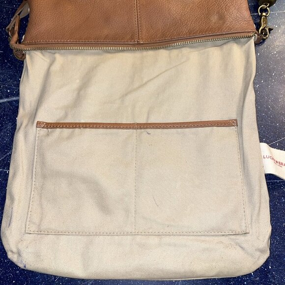 Lucky Brand Leather Crossbody Shoulder Bag Fringe Tan Boho Hippie Western - Picture 9 of 12